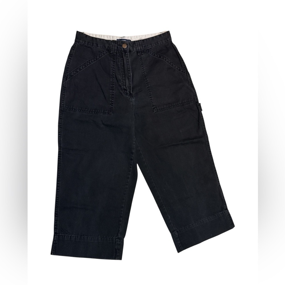 Bill Blass Vintage 90s Black Cargo 100% Cotton Capris Size 6